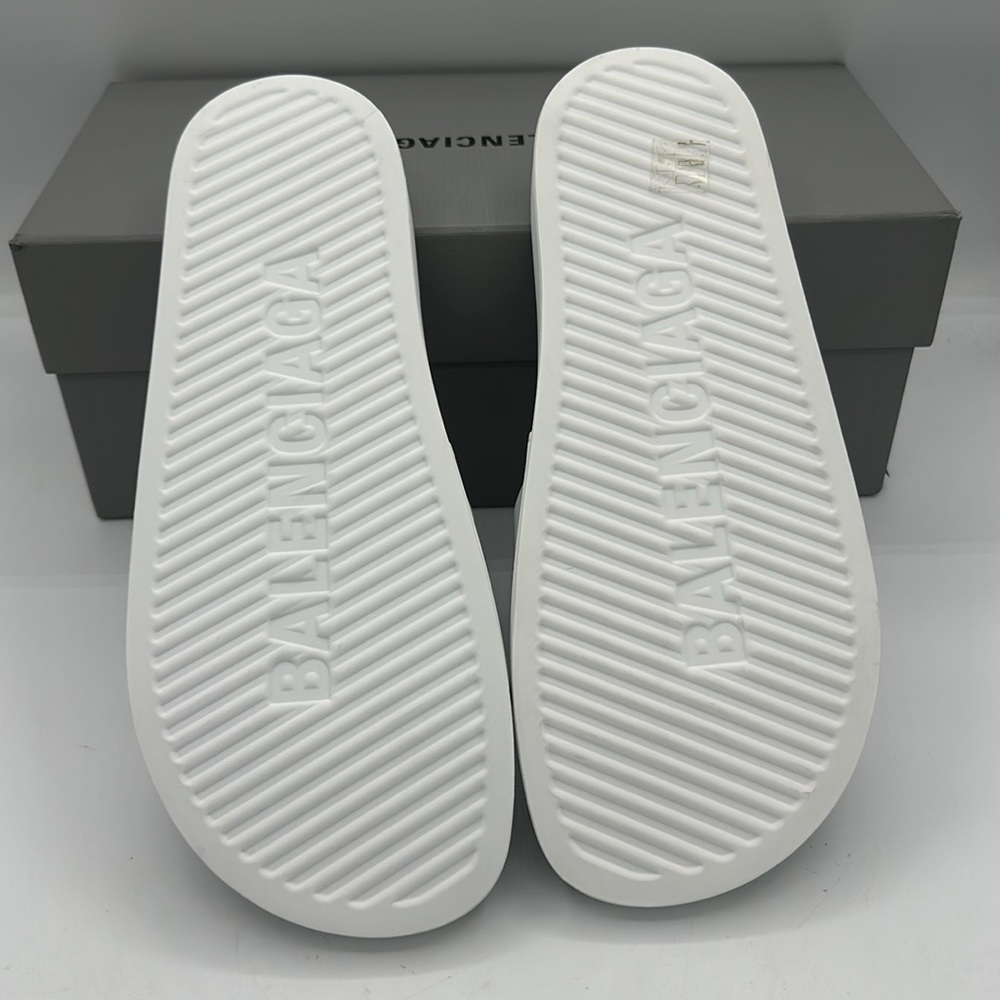Balenciaga BB Logo Slides Sandals White Men’s Size 42 EU / 9 US NIB - Picture 6 of 8